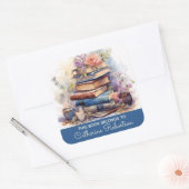 Book Stack This Book belongs to Name Bookplate スクエアシール (封筒)