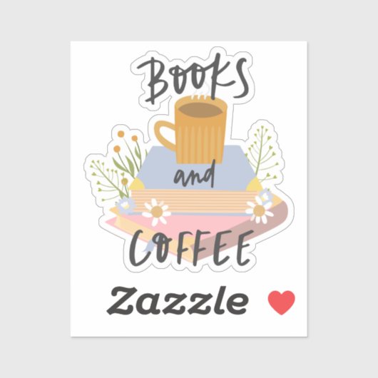 Book Sticker, Books and Coffee, Geschenkidee シール (シート)