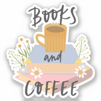 Book Sticker, Books and Coffee, Geschenkidee シール