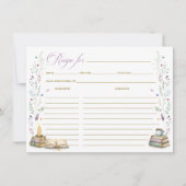 Book themed Bridal Shower Recipe Card 招待状 (正面)