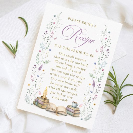 Book themed Bridal Shower Recipe Request エンクロージャーカード
