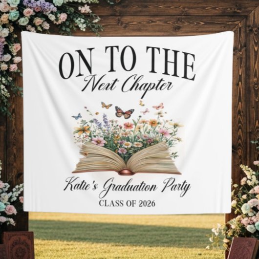 Book Themed Graduation Photo Backdrop On To The タペストリー