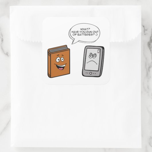 Book vs eBook スクエアシール (バッグ)