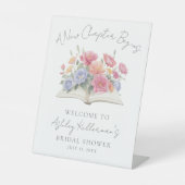 Book Watercolor Floral Bridal Shower Welcome Sign 台座サイン (正面)