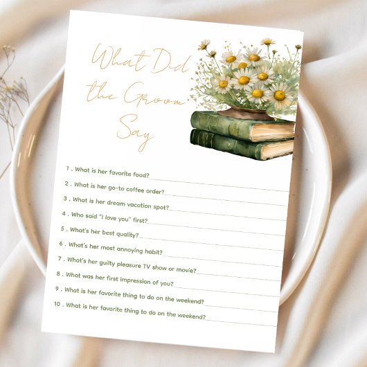 book What Did the Groom Say Bridal Shower Game エンクロージャーカード