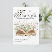 Book Wildflower A New Chapter Begin Baby Shower サンキューカード (スタンド正面)