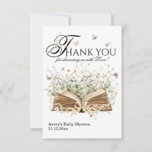 Book Wildflower A New Chapter Begin Baby Shower サンキューカード