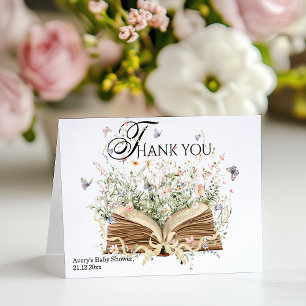 Book Wildflower A New Chapter Begin Baby Shower サンキューカード
