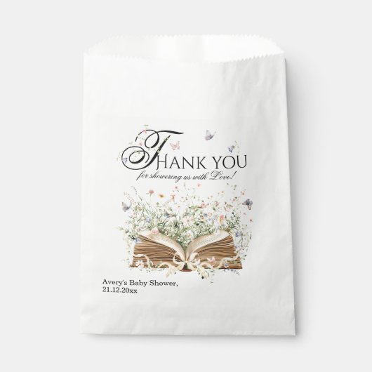 Book Wildflower A New Chapter Begin Baby Shower フェイバーバッグ (正面)