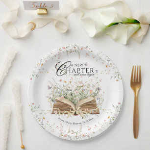 Book Wildflower A New Chapter Begin Baby Shower ペーパープレート