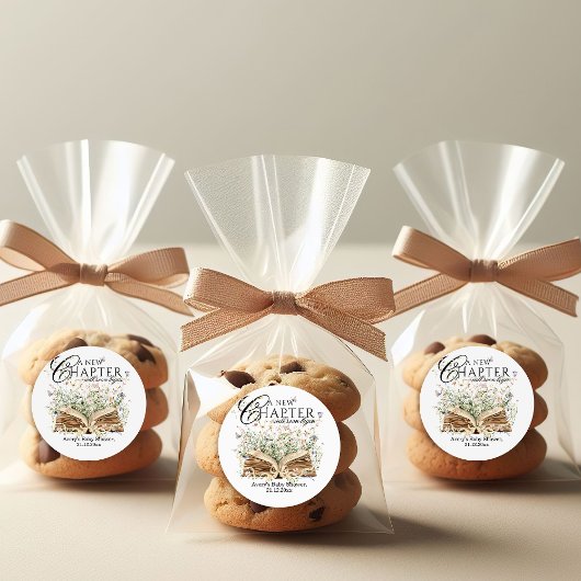 Book Wildflower A New Chapter Begin Baby Shower ラウンドシール