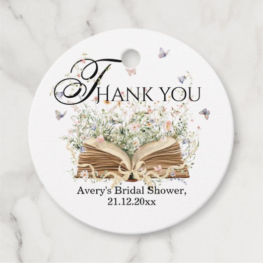 Book Wildflower A New Chapter Begin bridal shower フェイバータグ (正面)