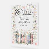 Book Wildflower New Chapterベビーガールシャワー開始 アクリルサイン (傾斜)