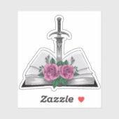 Book with sword and roses シール (シート)