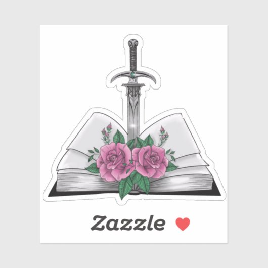 Book with sword and roses シール (シート)