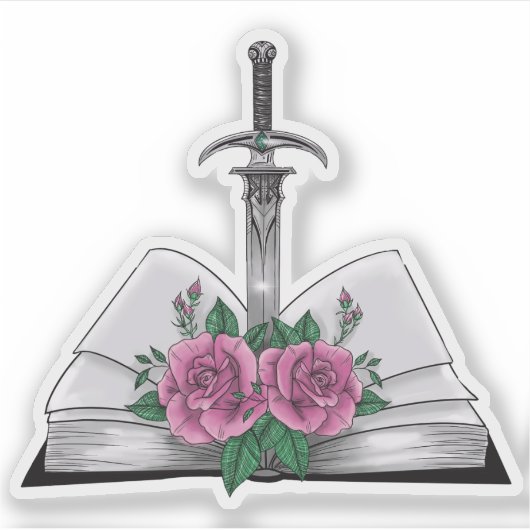 Book with sword and roses シール (正面)