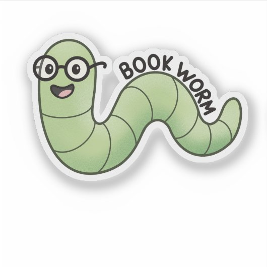 Book Worm Cute Bookish Book Lover Worm シール (正面)