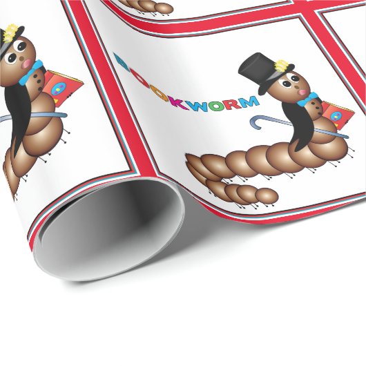 Book Worm in Top Hat、Cavee、Book ラッピングペーパー (ロールコーナー)