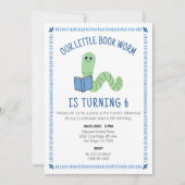 Book Worm Reading Lover Birthday Party Invite 招待状 (正面)