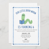 Book Worm Reading Lover Birthday Party Invite 招待状 (正面/裏面)