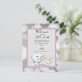 Bookahピンク、グレーラムベビーガールシャワー用品 招待状 (スタンド正面)