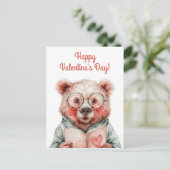 Bookish Bear Valentine`s Day ポストカード (スタンド正面)
