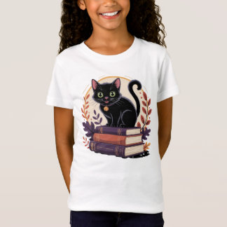 Bookish Black Cat – 子供のTシャツ Tシャツ