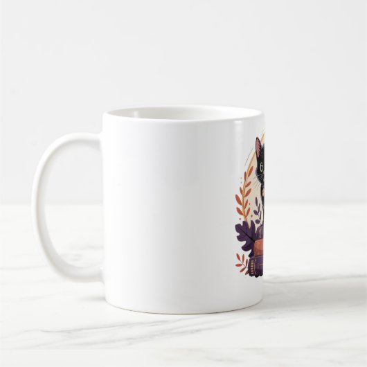Bookish Black Cat - Kids' Mug コーヒーマグカップ (左)
