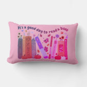 Bookish book Lovers, Orange Pumpkin & Fall Leaves ランバークッション (正面)