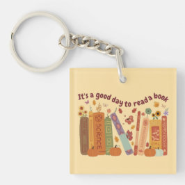 Bookish book Lovers, OrangePumpkin and Fall Leaves キーホルダー