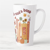 Bookish book Lovers, Pumpkin and Fall Leaves Large カフェラテマグ (右)