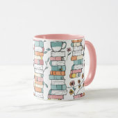 Bookish Books Pastel Pink Coffee Mug マグカップ (正面右)