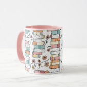 Bookish Books Pastel Pink Coffee Mug マグカップ (正面左)