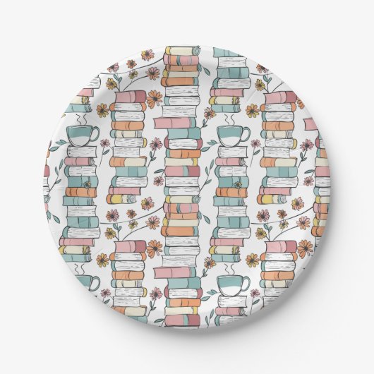 Bookish Books Pastel Pink Paper Plates ペーパープレート (正面)