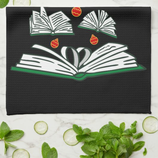 Bookish Christmas Tree III キッチンタオル (折り畳み)