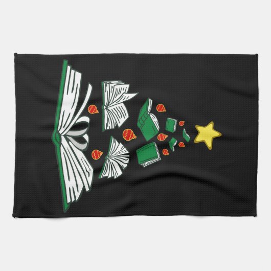 Bookish Christmas Tree III キッチンタオル (横)