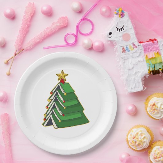 Bookish Christmas Tree IV ペーパープレート (パーティー)