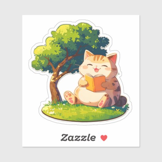 Bookish Chubby Cat Under Tree Sticker シール (シート)