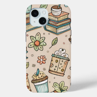 Bookish Coffee iPhone Case – Cozy Reader Aesthetic iPhone 15ケース