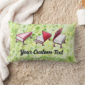 Bookish Escape:ピアノデザインオン淡い色のグリーン&ライム ランバークッション (ブランケット)