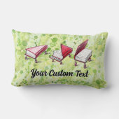 Bookish Escape:ピアノデザインオン淡い色のグリーン&ライム ランバークッション (裏面)