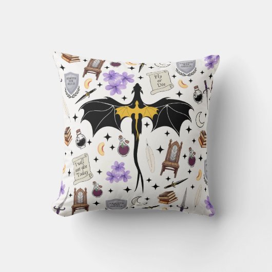 Bookish Fourth Wing Throw Cushion クッション (正面)