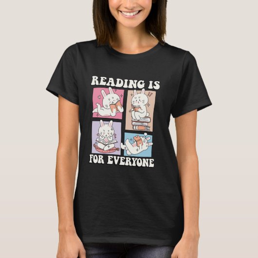 Bookish Groovy Cute Bunny Art読's for Every Tシャツ (正面)