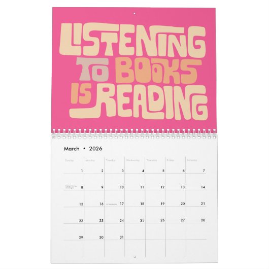 Bookish Illustrated Calendar カレンダー (3月 2026)