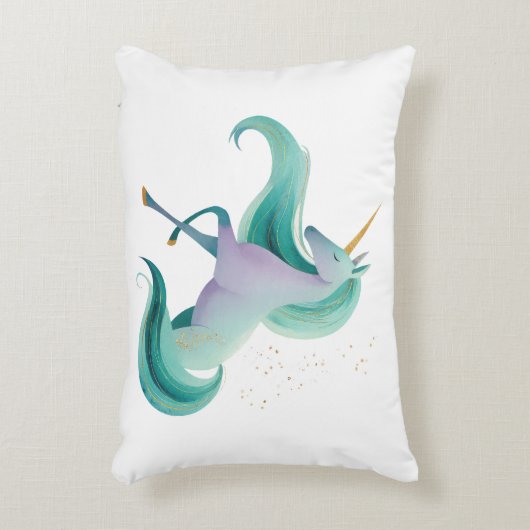 Bookish Magic Prancing Unicorn Lumbar Pillow アクセントクッション (正面(垂直))