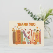 Bookish Pumpkin Orange Oatmeal Flat Thank You Card サンキューカード (スタンド正面)
