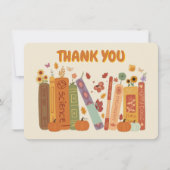 Bookish Pumpkin Orange Oatmeal Flat Thank You Card サンキューカード (正面)
