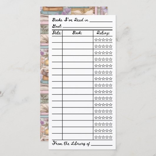 Bookish Reading List Tracker Flat Card (正面/裏面)
