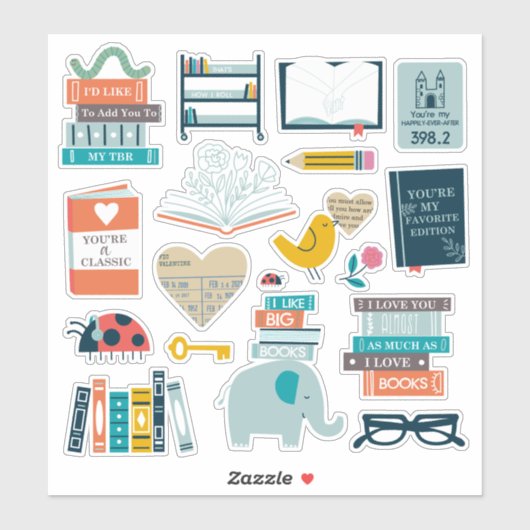 Bookish Valentinesステッカー シール (シート)