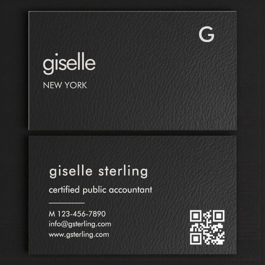 Bookkeeper Accountant CPA Faux Leather QR Code  名刺